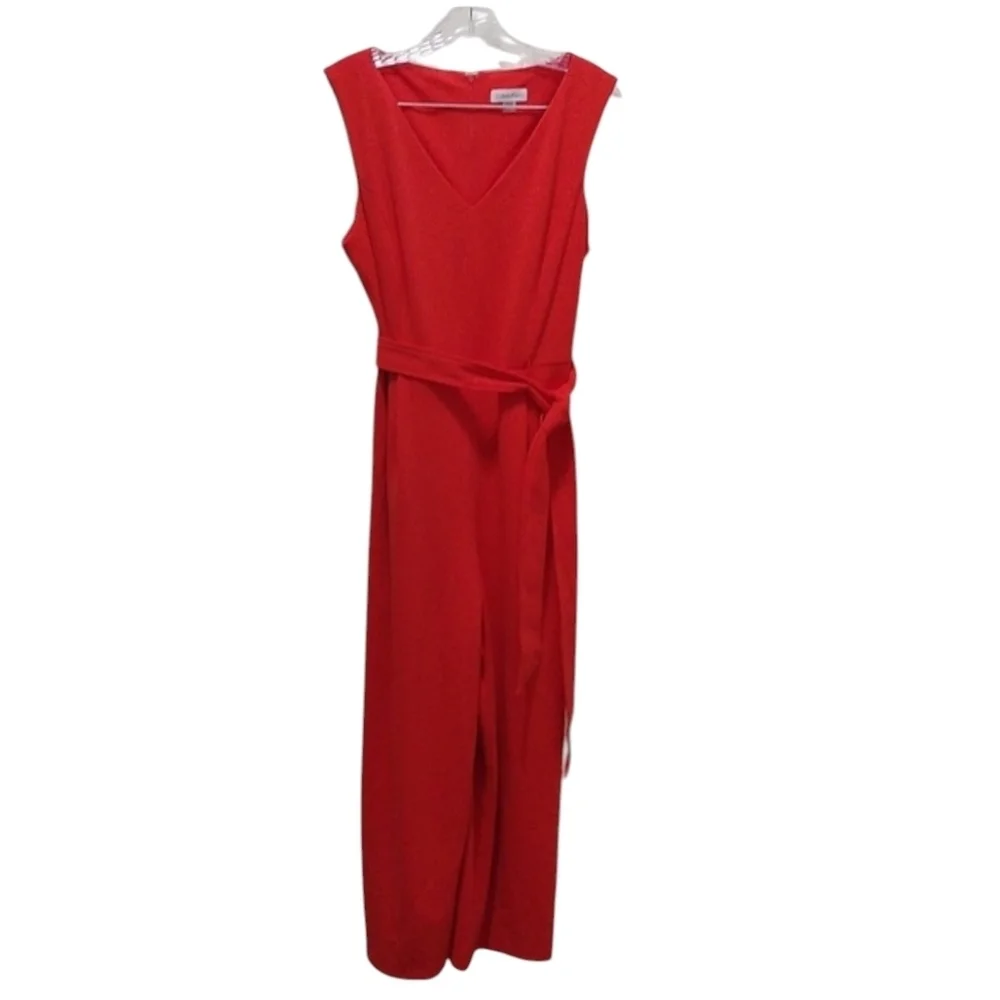 Calvin Klein Red Jumpsuit with Sleek Design Size 14